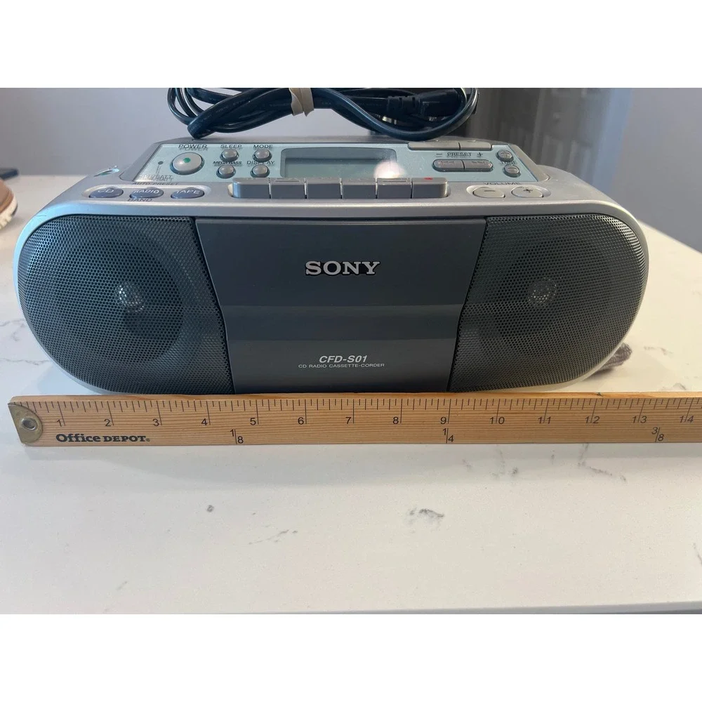 Sony CFD-S01 CD Cassette Boombox AM FM Radio CD-R/RW Mega Bass Tested Works